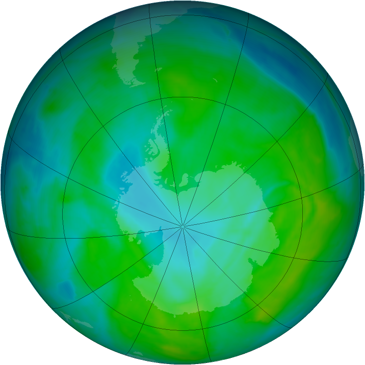 Antarctic ozone map for 24 December 2014